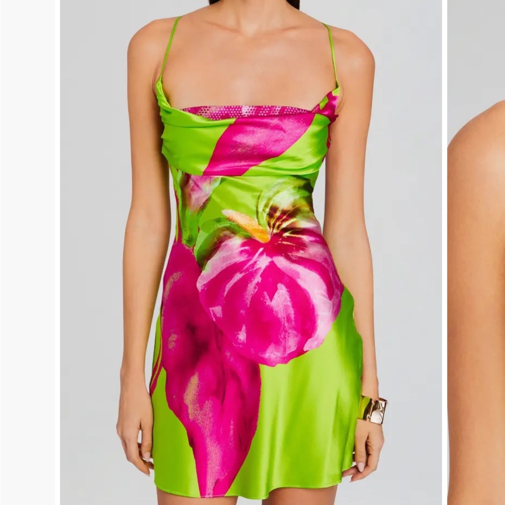 Retrofête Azura Floral Stretch Silk Mini Slipdress